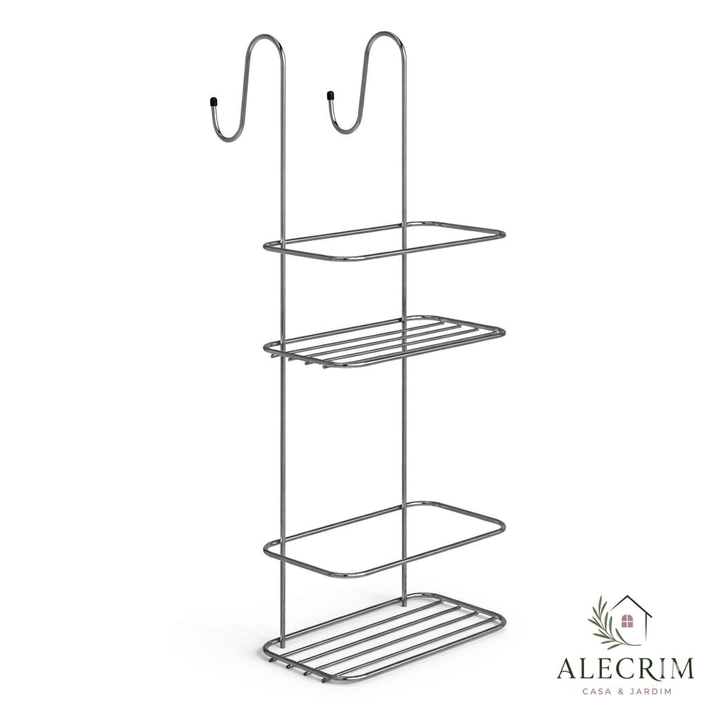 Suporte De Pendurar Porta Shampoo 2 Andares Para Box Em Aço Cromado Banheiro