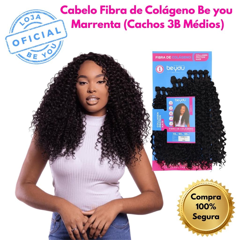 Cabelo Fibra de Colágeno Marrenta Be You Cachos Naturais Leves e Volumosos