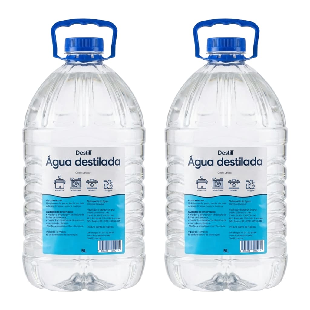 2 Destill Água Destilada Galão5 Litros autoclave Cpap Desmineralizada softwater asfer