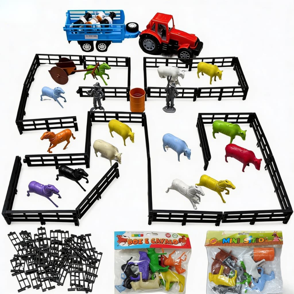 Fazendinha de Brinquedo Animais Fazenda Trator Cerca Sitio