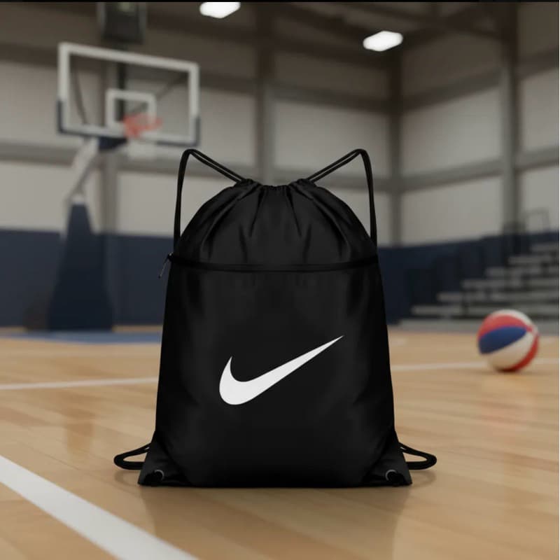 Mochila Saco de Academia - Nylon Resistente, Fecho com Cordão, Bolso Frontal com Zíper