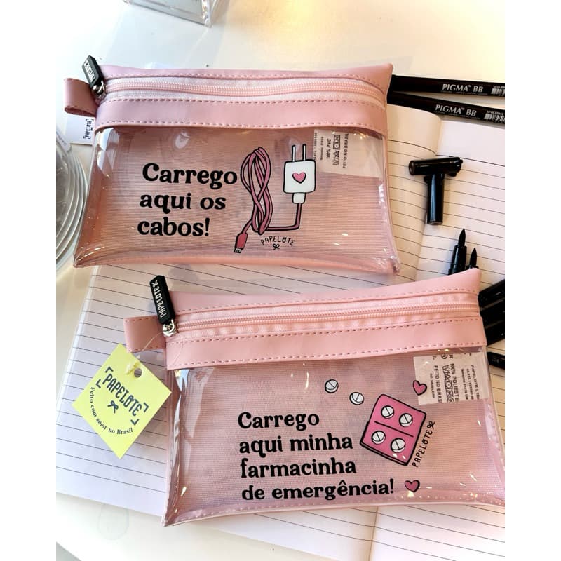 Mini Pasta Organizadora Transparente Papelote | Porta Cabos e Farmacinha