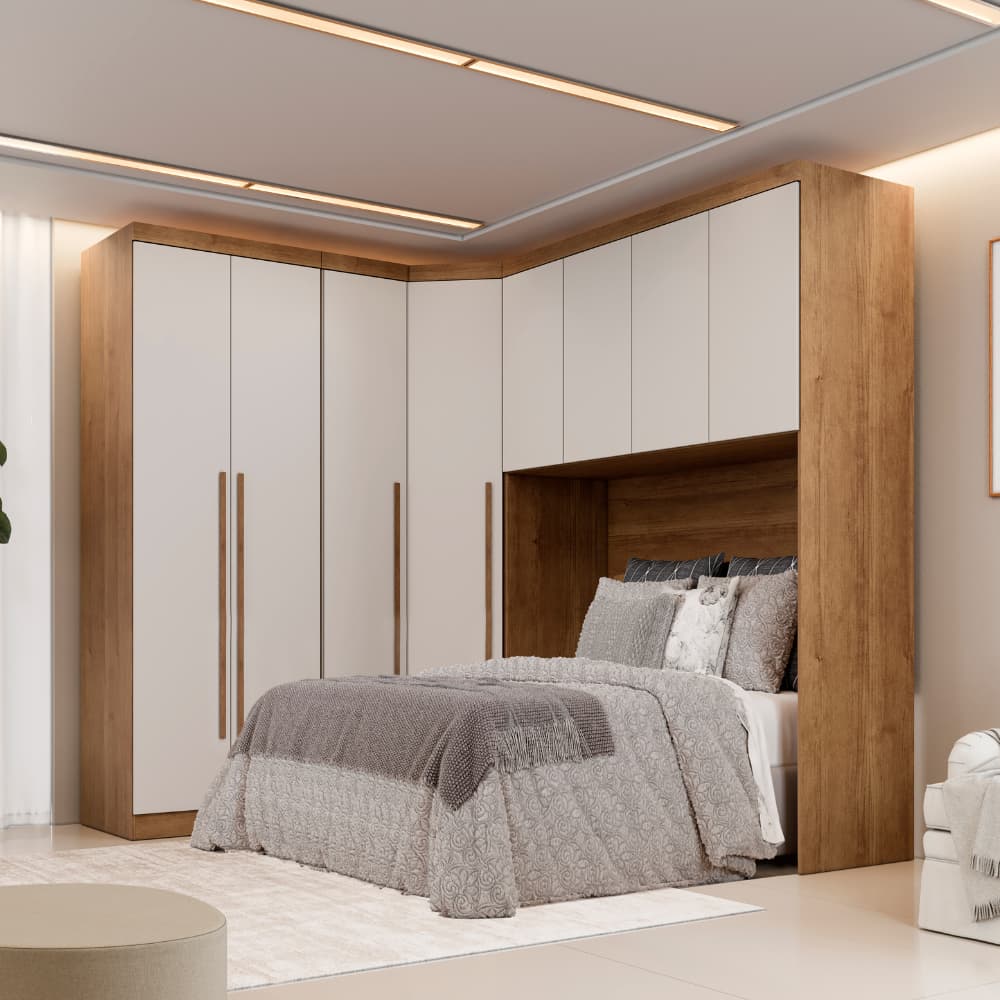 Guarda Roupa Modulado Casal Safira 010 em MDF Com 8 Portas e 3 Gavetas