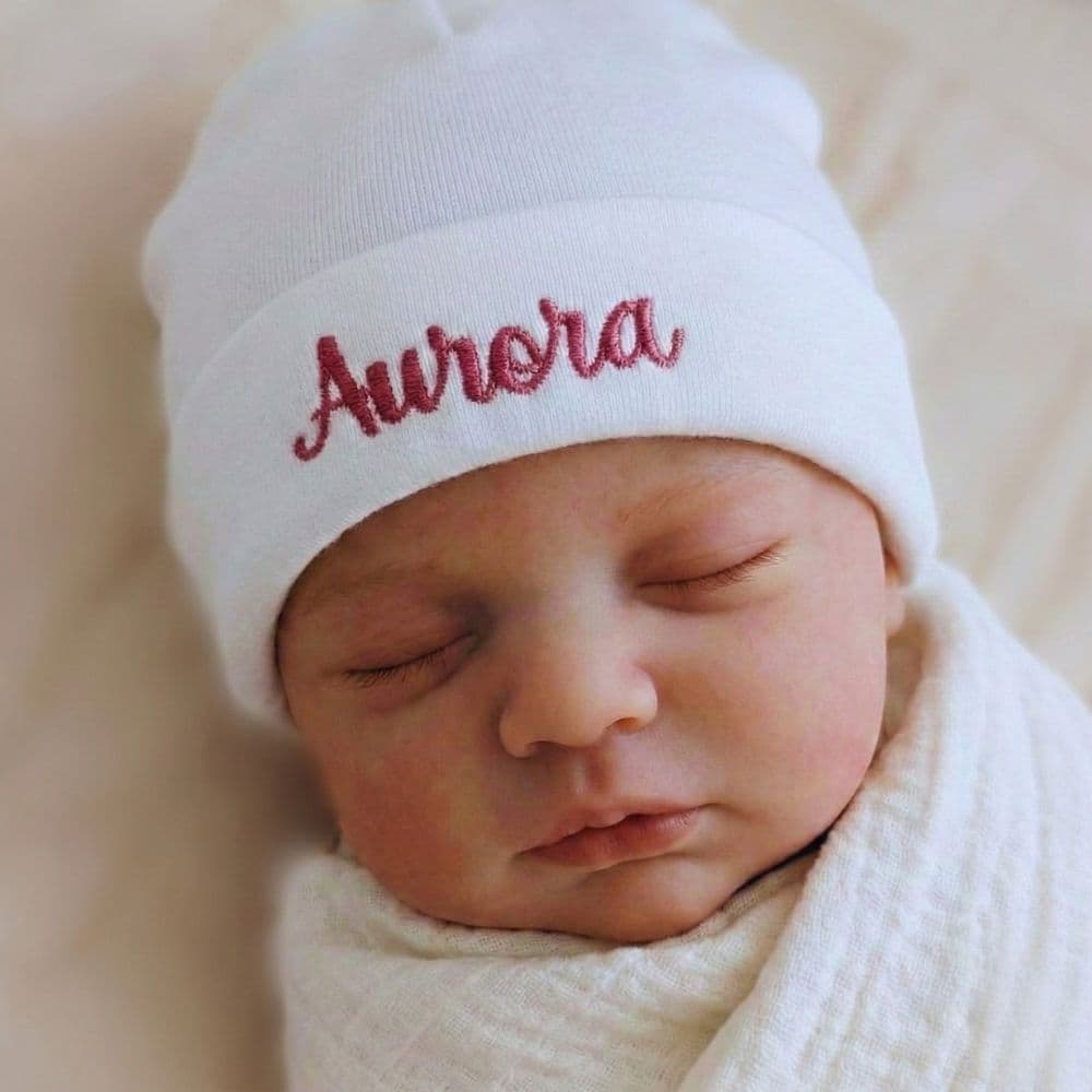 Touca Personalizada RN Bebê Recém Nascido Bordada Nome Do Seu bebê menino menina