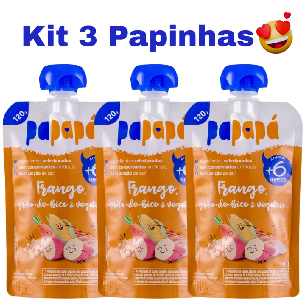PAPAPA KIT 3UN - 1 SABOR - PAPINHA ORGANICA COM CARNE 120G