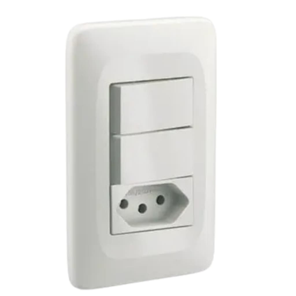 Interruptor Duplo Simples + Tomada 10a 250v 4x2 Lorenzetti