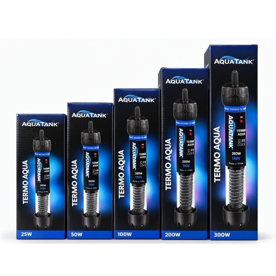 Aquecedor Com Termostato 25w 50w 100w 200w 300w Submersível Aquatank Para Aquários