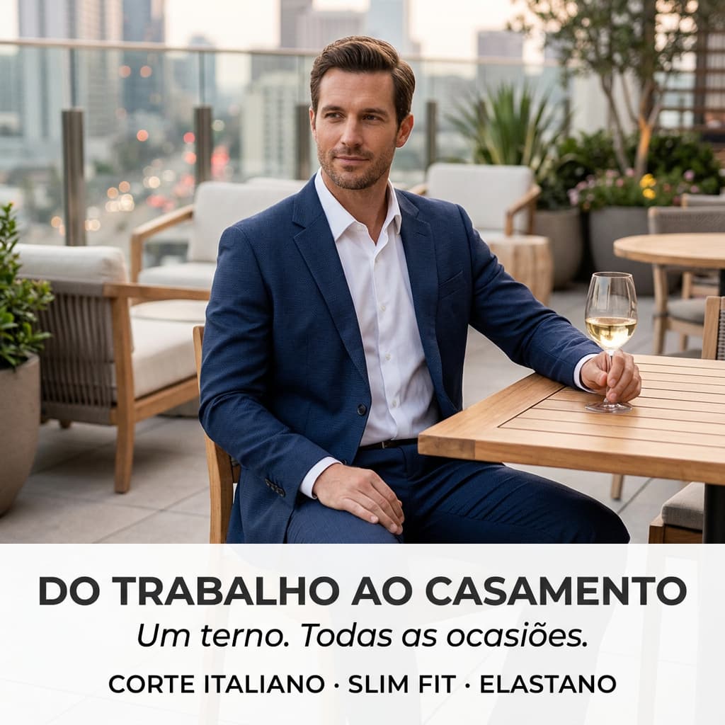 Terno Slim Elastano Italiano Premium Tecido Tecnologico Alfaiataria Masculino Luxo