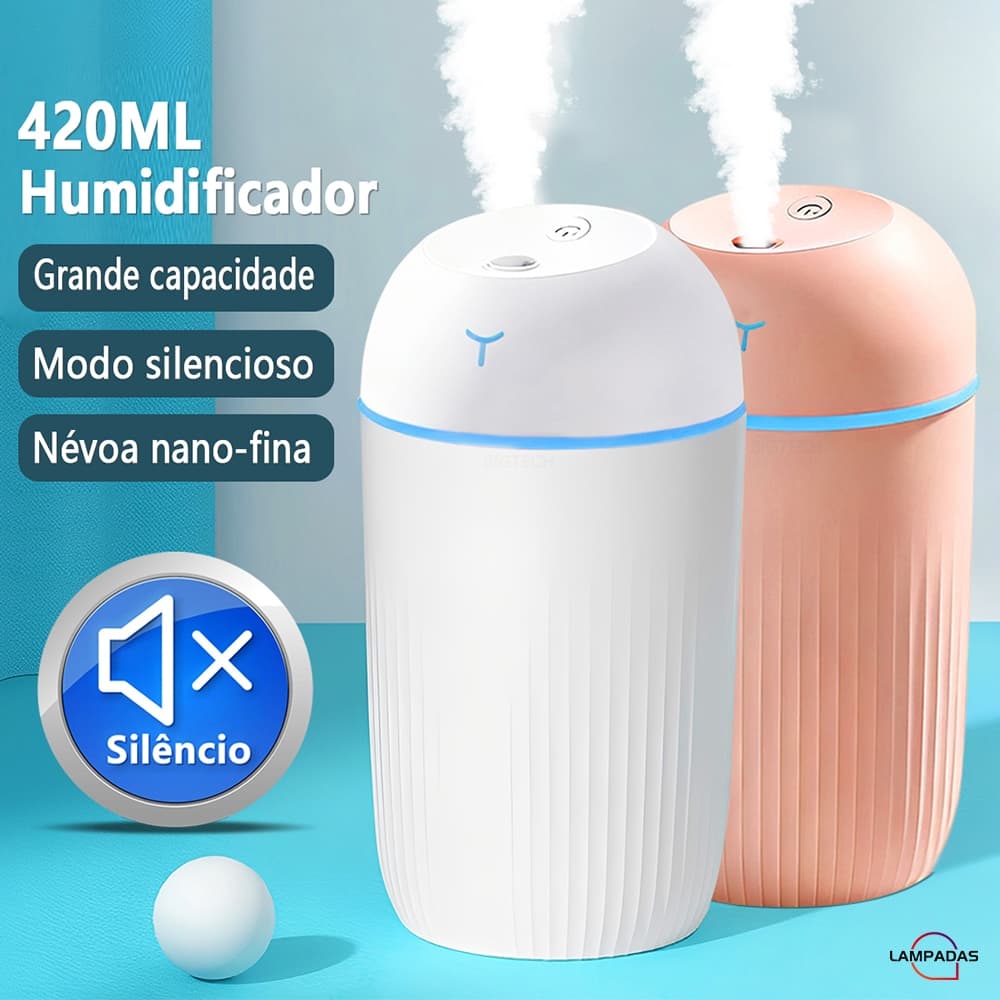 420ml Umidificador De Ar E Aromatizador De Ambiente Purificador Ultrasônico Escritório​ Portátil Led