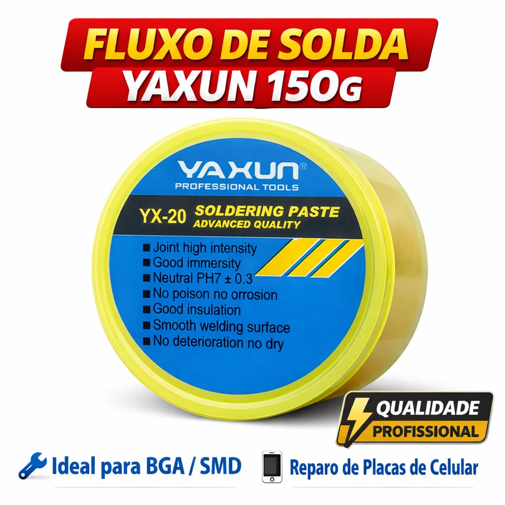 Fluxo Solda Yaxun YX20 150g Pasta Solda BGA SMD Reparo Placa Celular Eletrônica