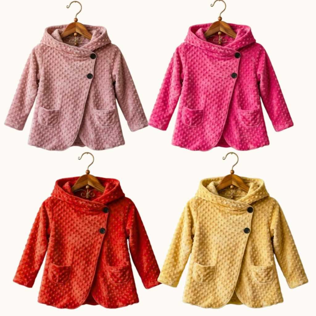 Blusa de Frio Menina Infantil Quentinho Ted Jaqueta Inverno Pelinhos Forrado Capuz Touca 2 ao 14