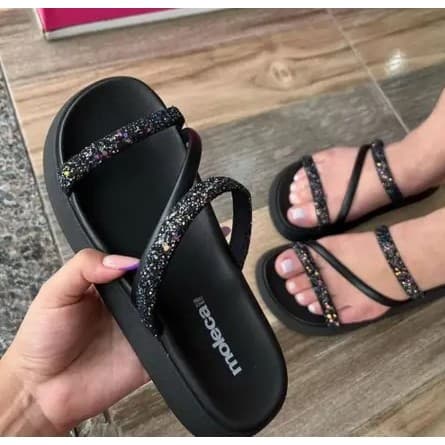 Sandália Papete Birken Brilho Blogueira Moleca 5469121 PROMOÇÃO 30%OFF