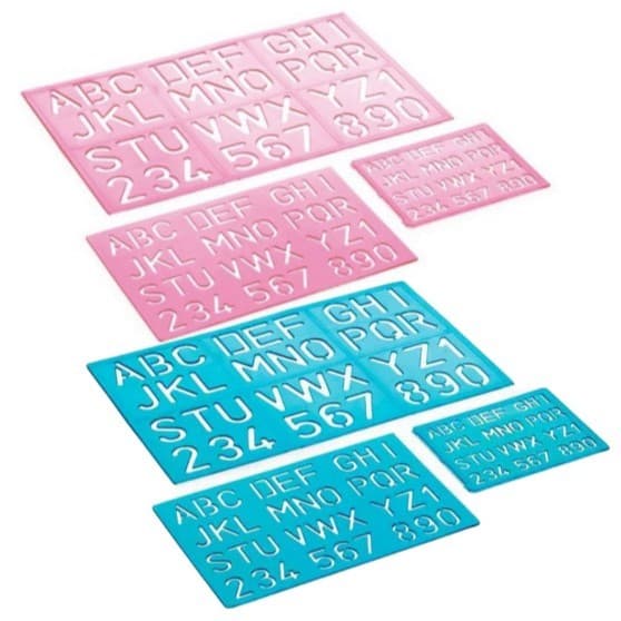 Régua Normógrafo Numérica Alfabético 3 Modelos-Kit Com 3