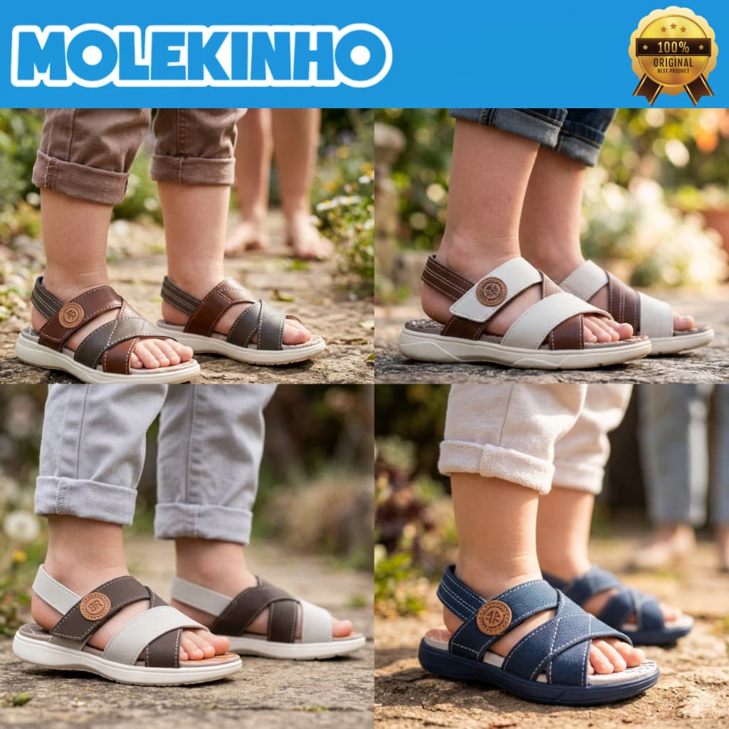 Molekinho Sandália Calçado Infantil Menino Design Moderno Fechamento Prático Estiloso Macio Fácil Calce Antiderrapante