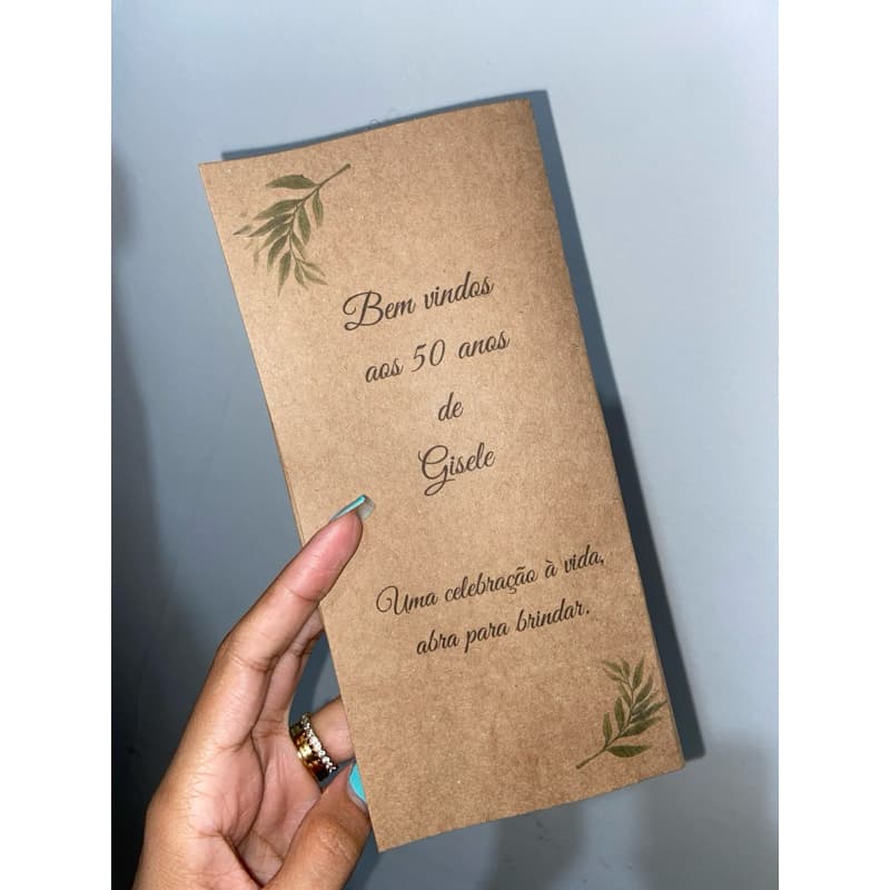 Kit menu rústico papel kraft 45 unidades