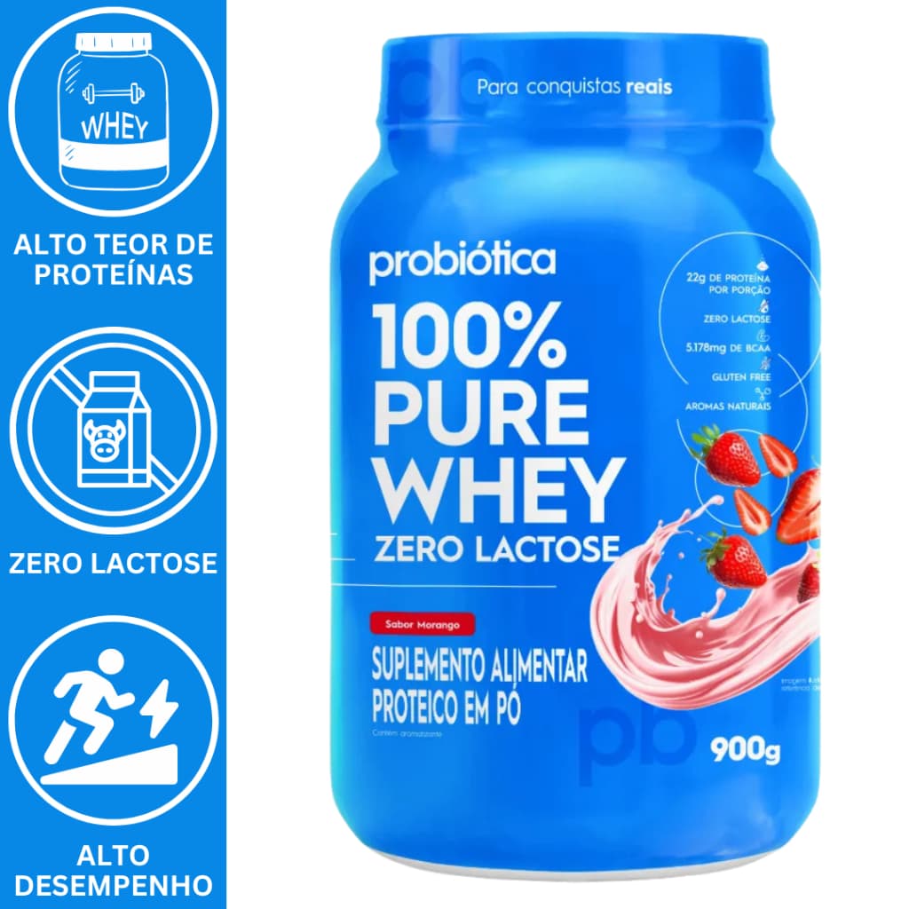 WHEY 100% PURE ZERO LACTOSE POTE 900G - SUPLEMENTO ALIMENTAR PROTEICO EM PÓ