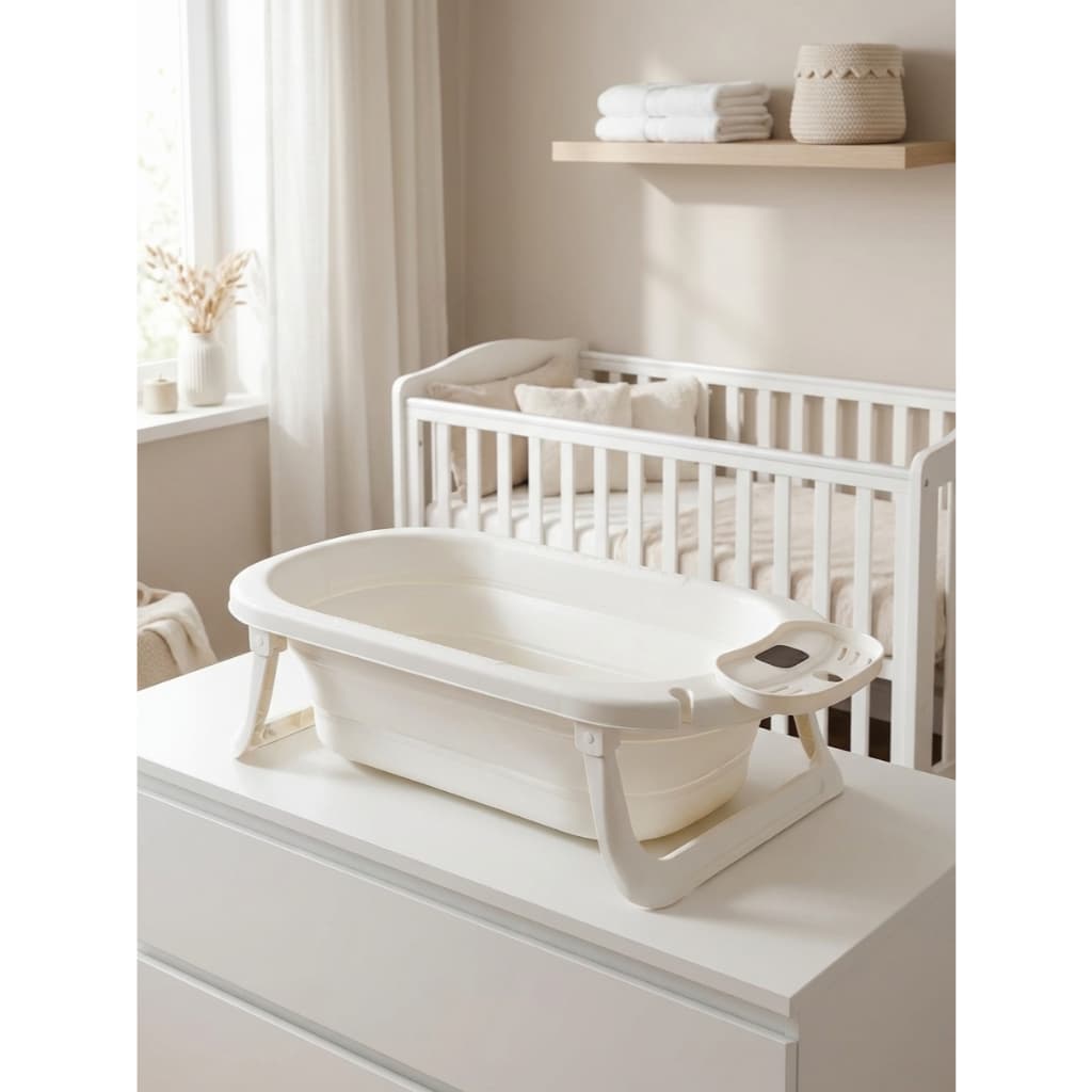 Banheira Bebê Silicone Dobrável 36 Litros Portátil Design Moderno
