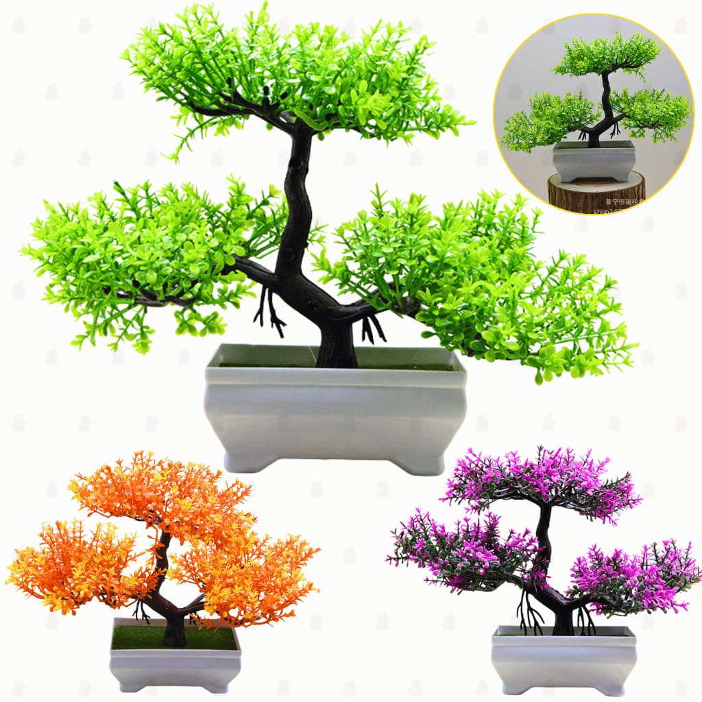 Planta Artificial Bonsai Realista com Vaso - Árvore Decoração Nuvem em Plástico Natural