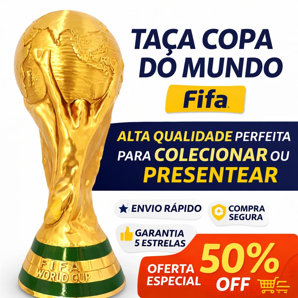 Taça Copa do Mundo Troféu Mundial Futebol Dourado – Decoração e Presente