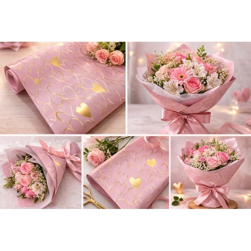 Poli Sujinho Modern Love Vermelho Ouro 49Cm x 69cm 10 Folhas