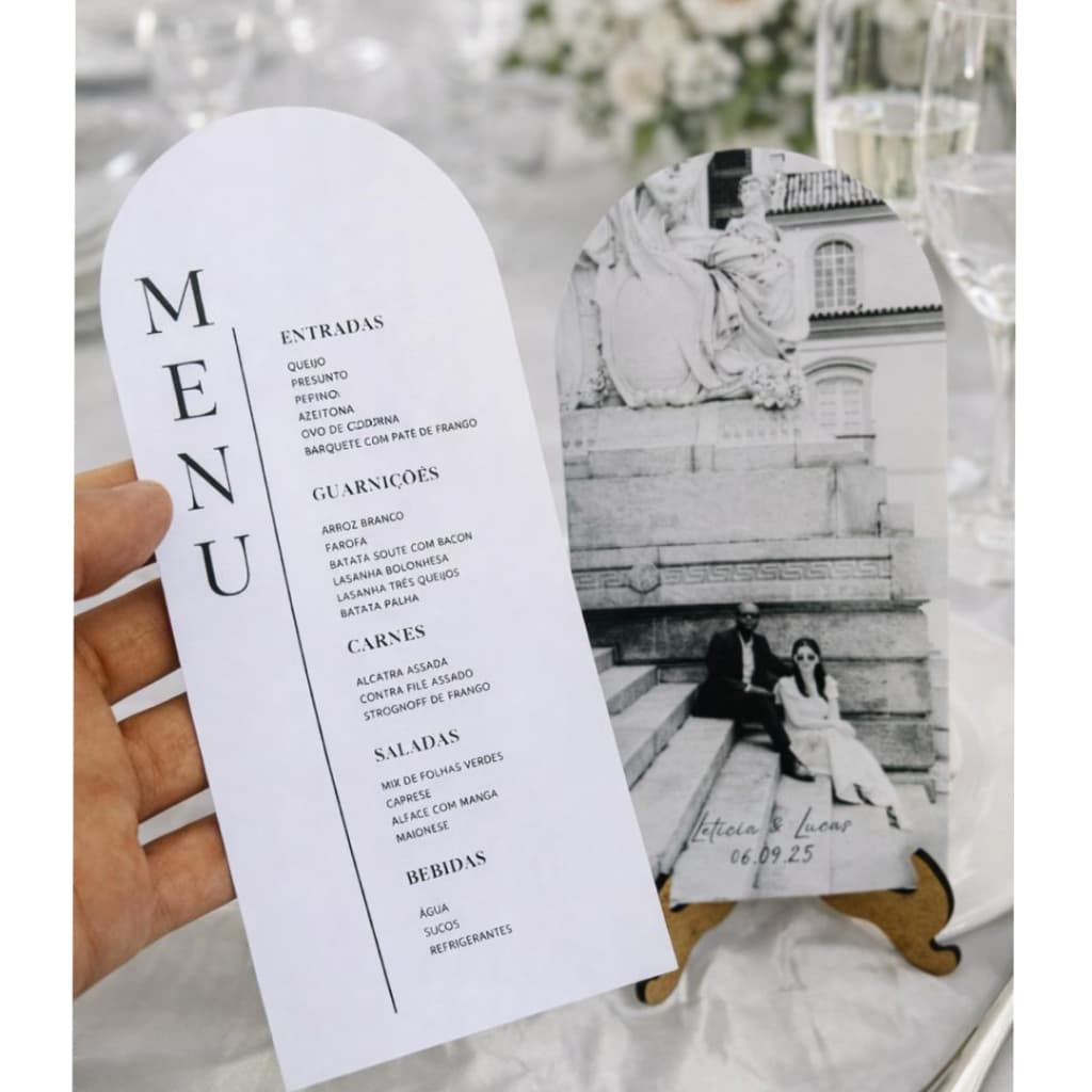 Menu de Casamento Branco / Clean / Minimalista