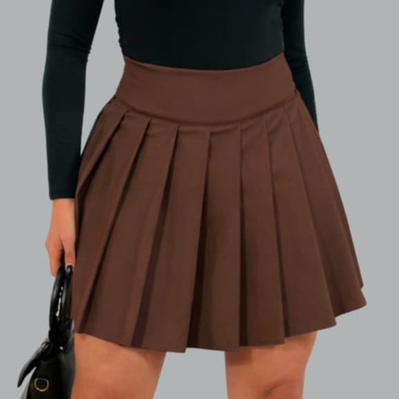 Short Saia feminina Plissada Rodada com Forro