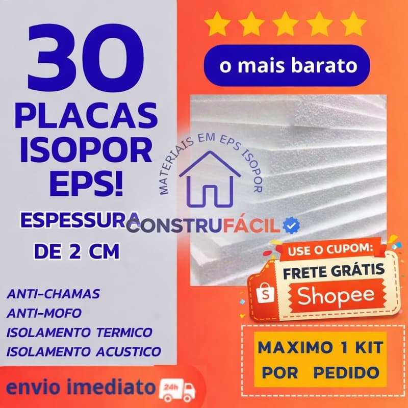 PLACAS DE ISOPOR EPS 2CM - ANTICHAMAS IDEAL PARA FORROS E TETO - ENVIO IMEDIATO