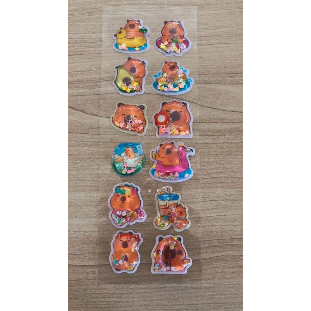 Cartela de Adesivos de Capivara 3D - Fofinhos