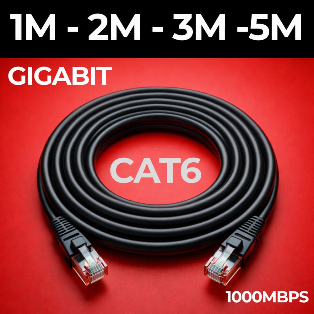 CABO DE REDE CAT6 1 METRO 2 METROS 3 METROS 5 METROS PRETO GIGABIT ULTRA VELOCIDADE