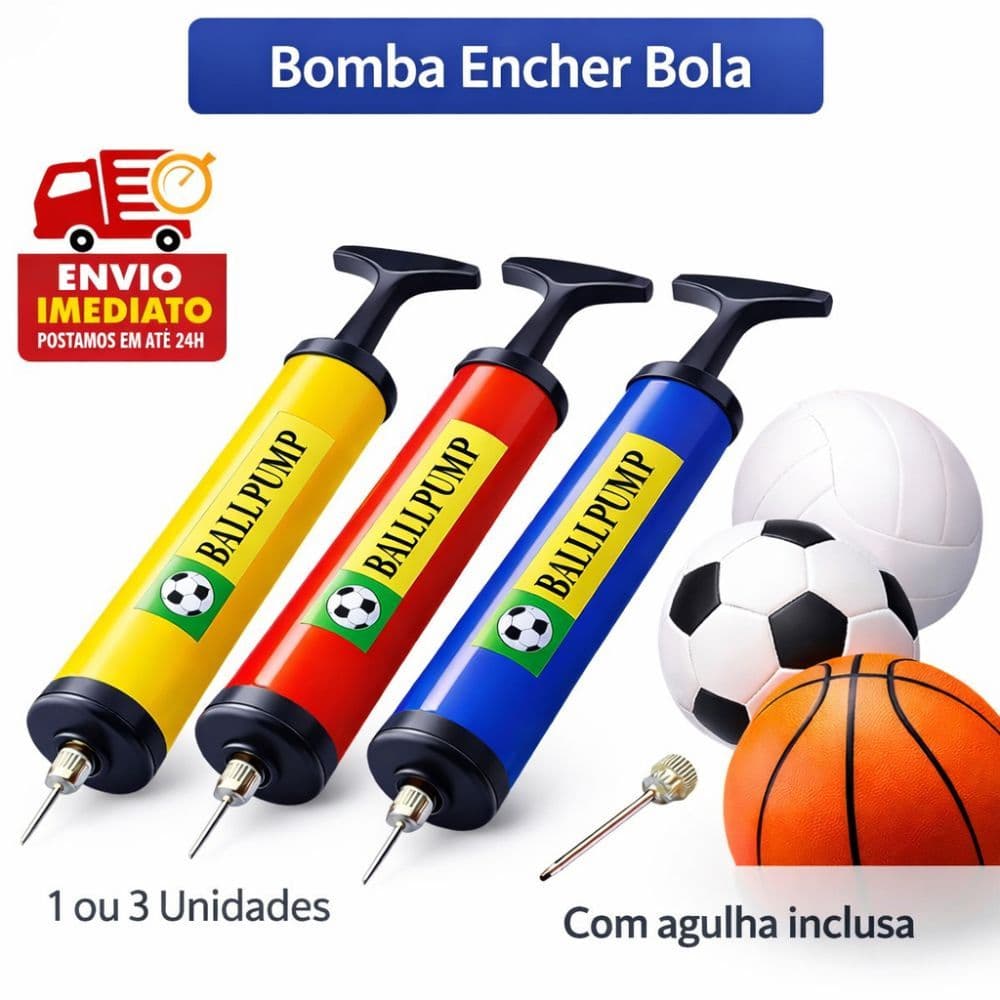 Bomba de Ar Manual com Bico para Encher Bola - Cores Sortidas 1/3/5 Unidades