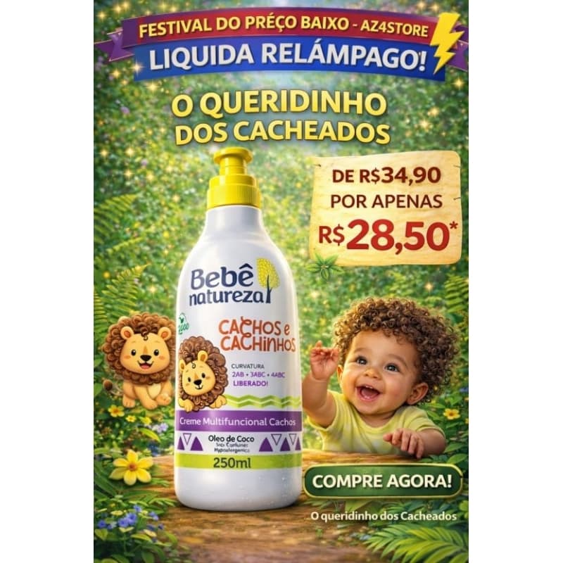 Creme Cabelo Bebê Natureza Cachos Cachinhos Óleo Coco 2ab 3ab 4abc Hidratação Definição