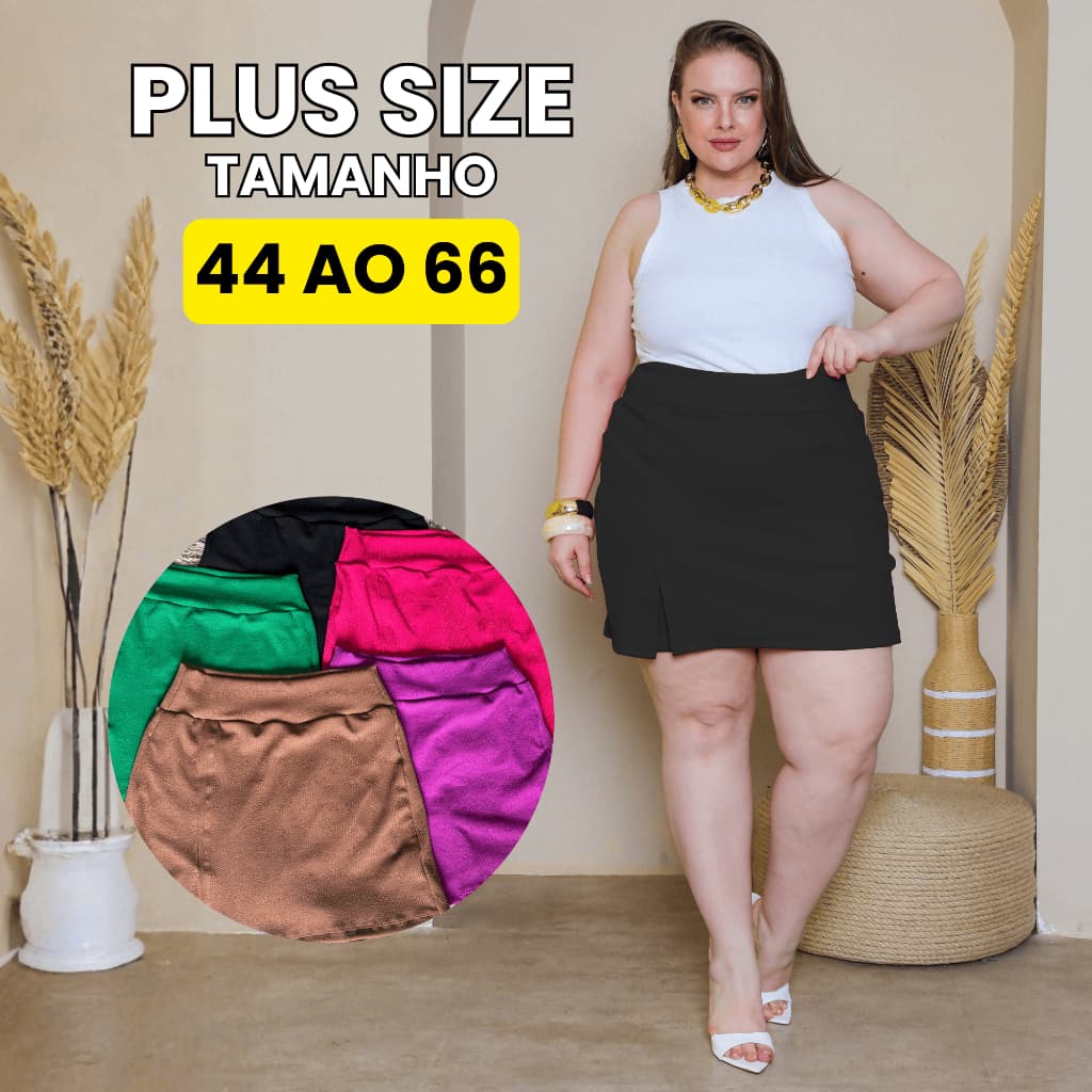 Short Saia Plus Size Feminino  Anarruga Premium do G1 ao G6 – Confortável e Estiloso