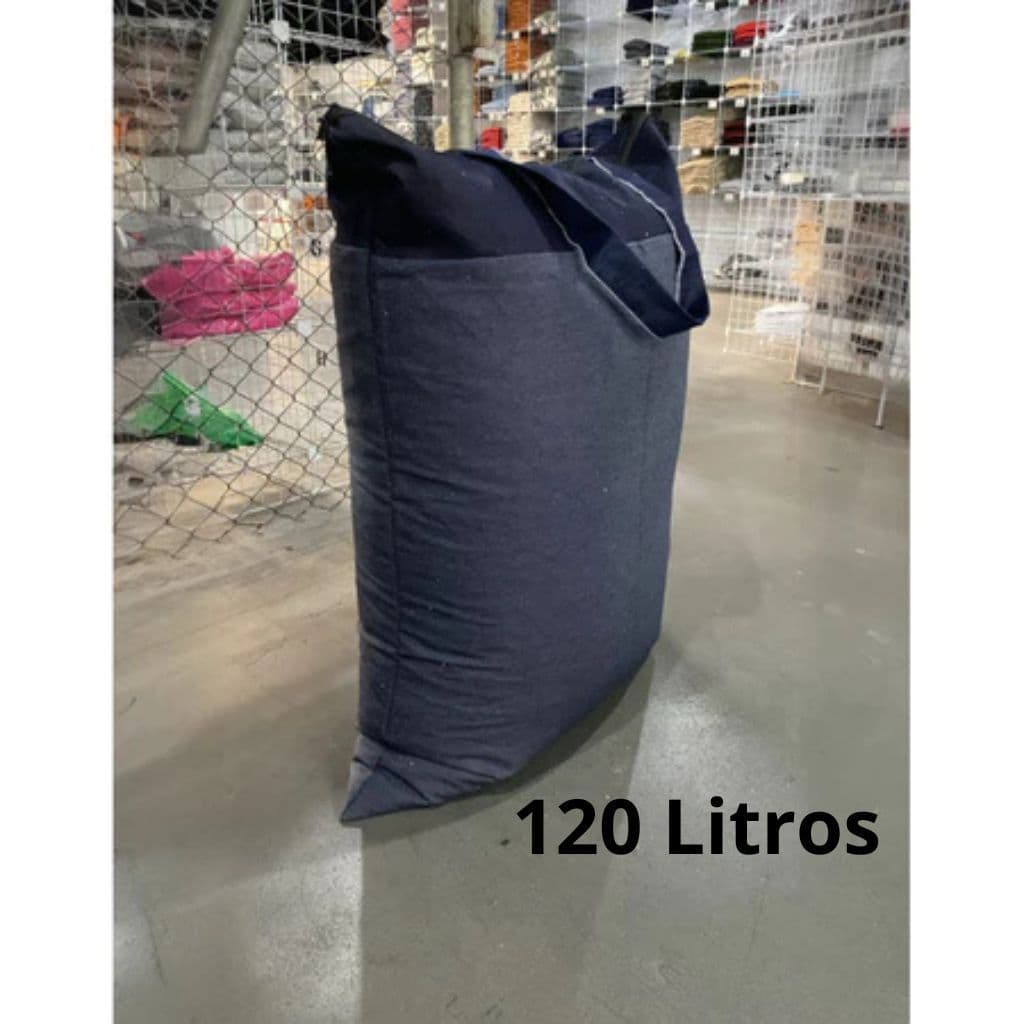 SUPER REFORÇADA 120 Litros Sacolão Em Retalhos Jeans Grosso Mudança Viagem