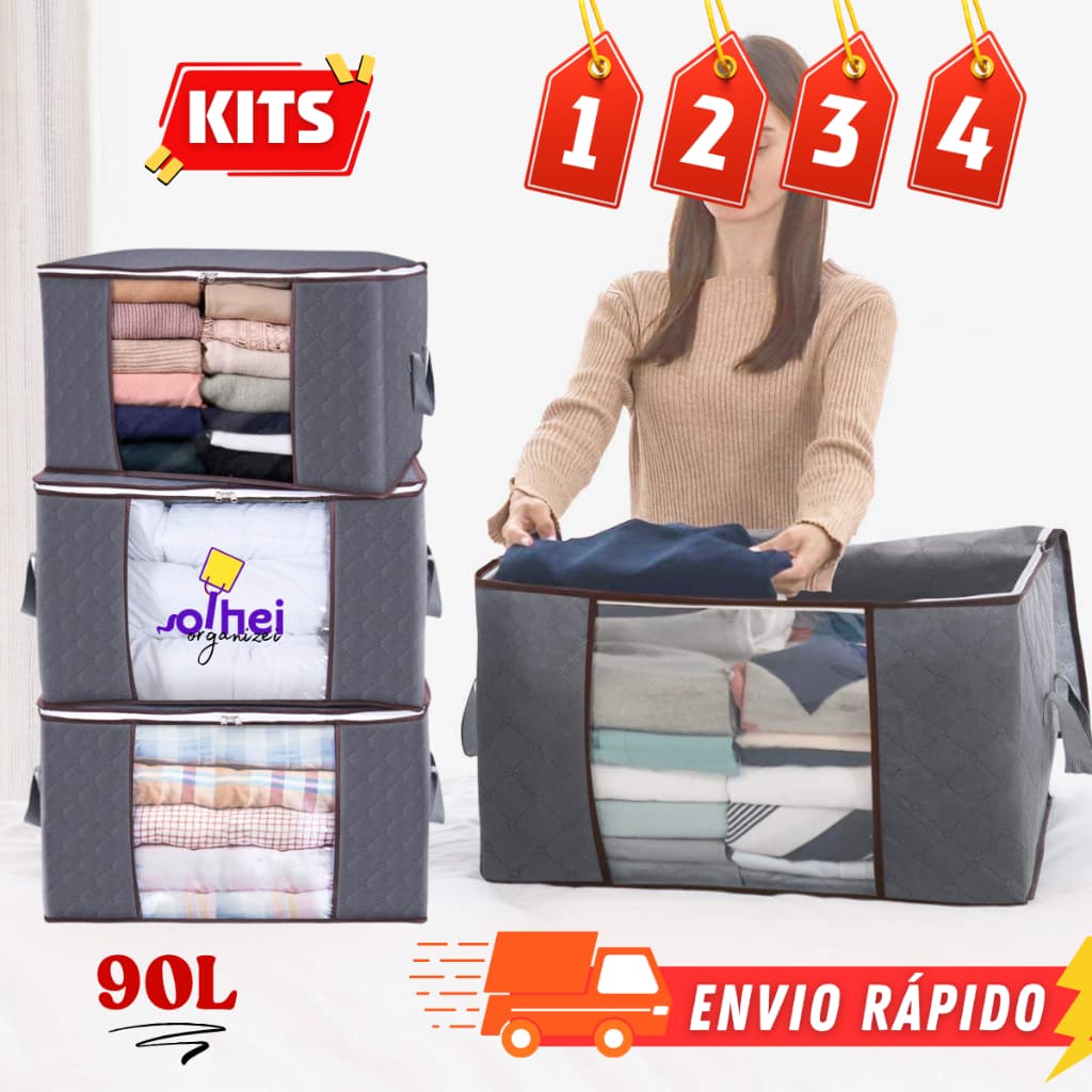 Caixa Organizadora Guarda Roupa Saco Organizador Edredom Cobertor Roupas Zíper Dobrável Anti Mofo