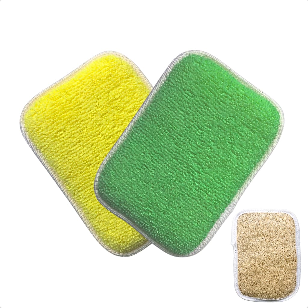 kit 02 Esponja De Banho Bucha Vegetal Natural Com Tecido