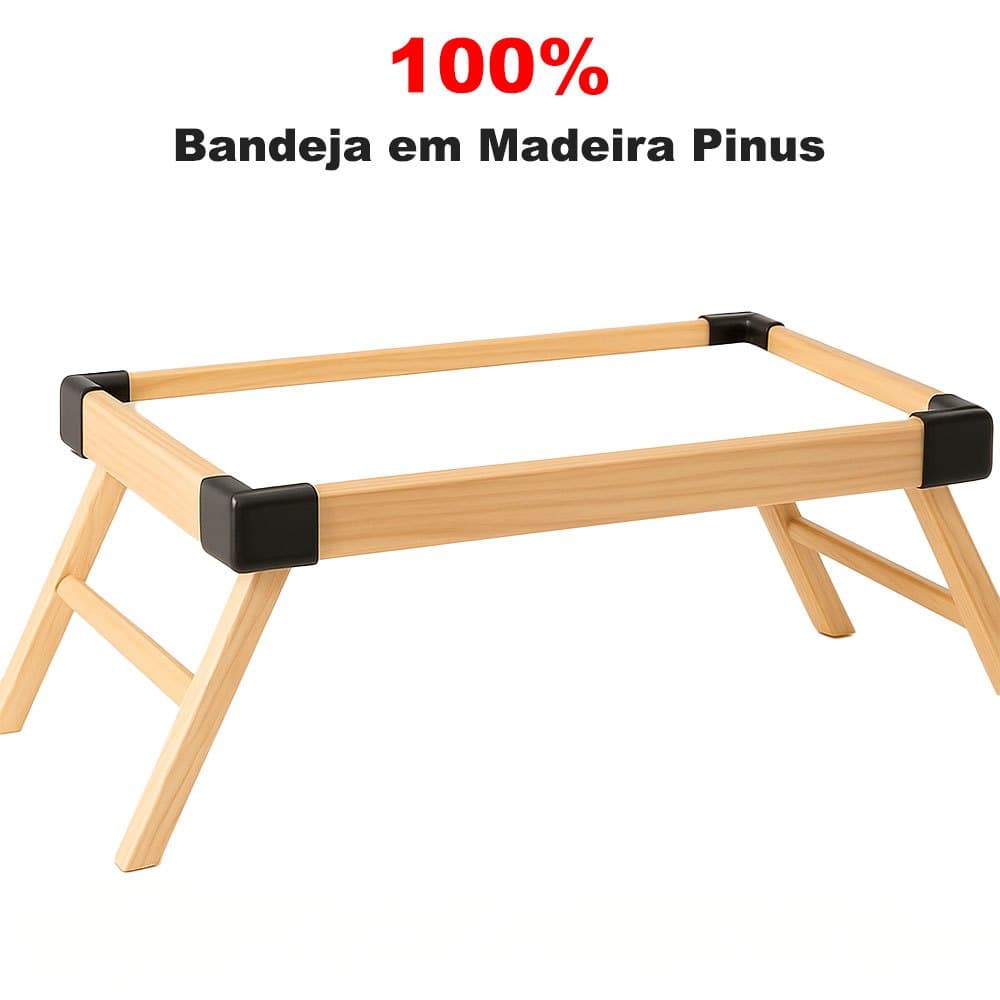 Bandeja Grande Café da Manha Cama Mesa Mesinha Piquenique Madeira Pezinho Sofá Petisqueira Petiscos
