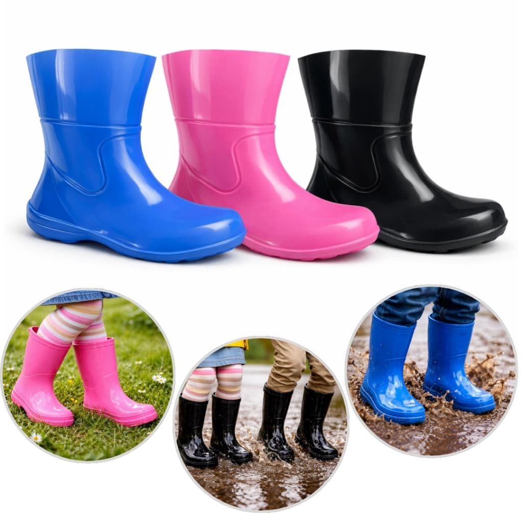 Bota Infantil De Pvc Com Forro Criança Chuva Galocha Kids Menino