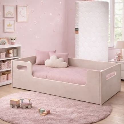 Cama Infantil Montessoriana Encanto com Colchão Design Moderno com Grades Laterais