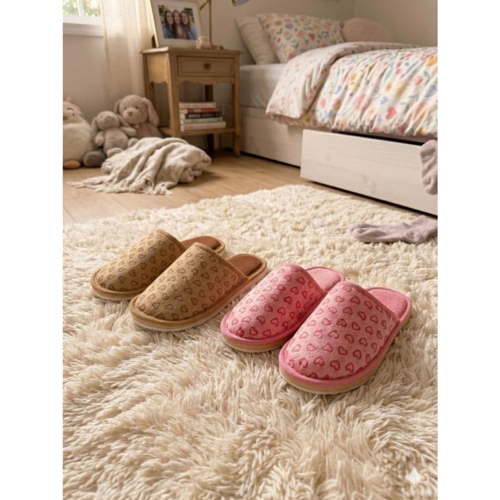 Pantufa Coração Fofinha Macia Soft Confortável Solado EVA Minimalista Top Premium