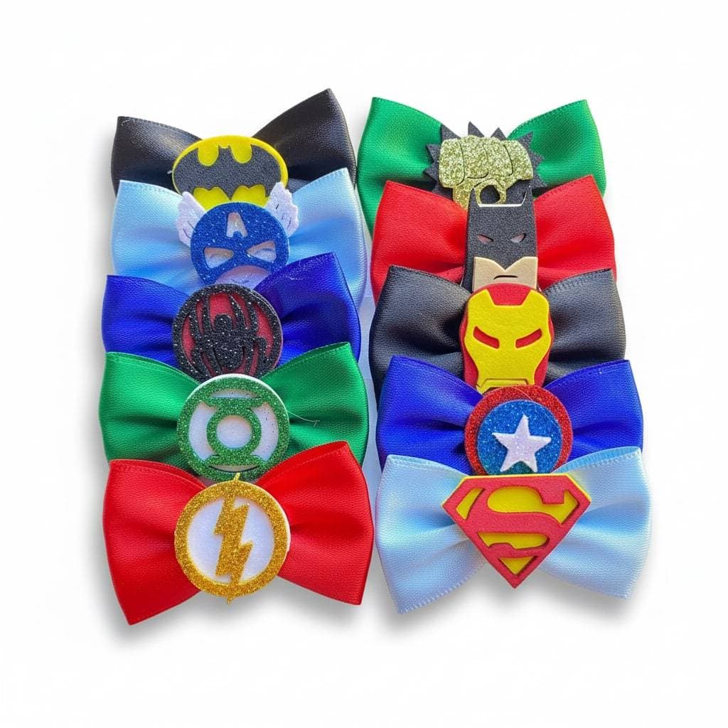 Kit 20 Unidades Gravata Borboleta Super Heróis Petshop Tamanho M Tosa Banho Cachorro