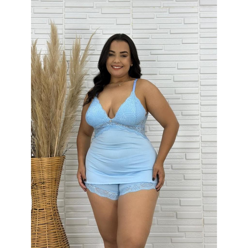 Baby Doll Decote V Nas Costas Plus Size Short Curtinho