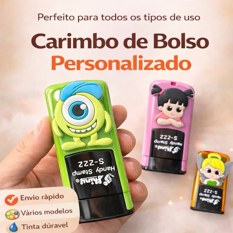 Carimbo Personalizado de Bolso Pocket Personagens - Enfermagem Professor Médico Pediatria