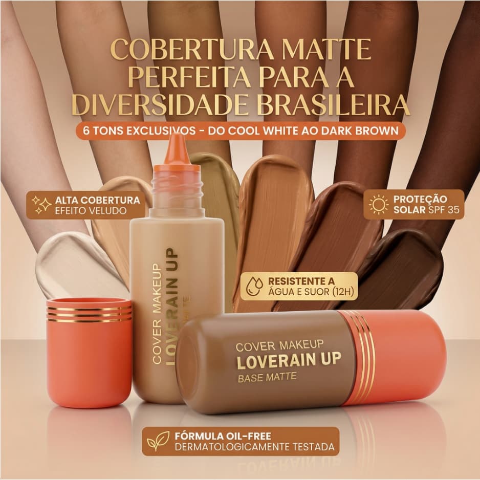 Lové Rain base matte cover up ótima cobertura/matte/acabamento aveludado LR-F2016