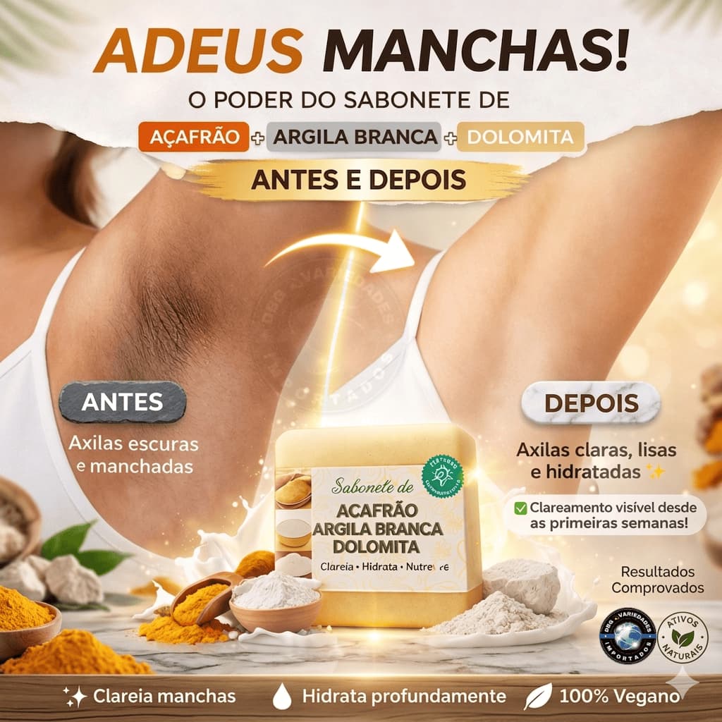 Sabonete Clareador de Açafrão, Argila Branca e Dolomita – Clareia Axilas Foliculite Hidrata e Ilumina a Pele