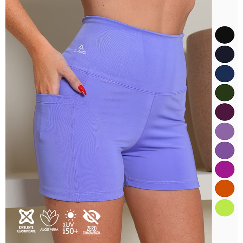 SHORT POLIAMIDA COM BOLSO ZERO TRANSPARÊNCIA REF:025