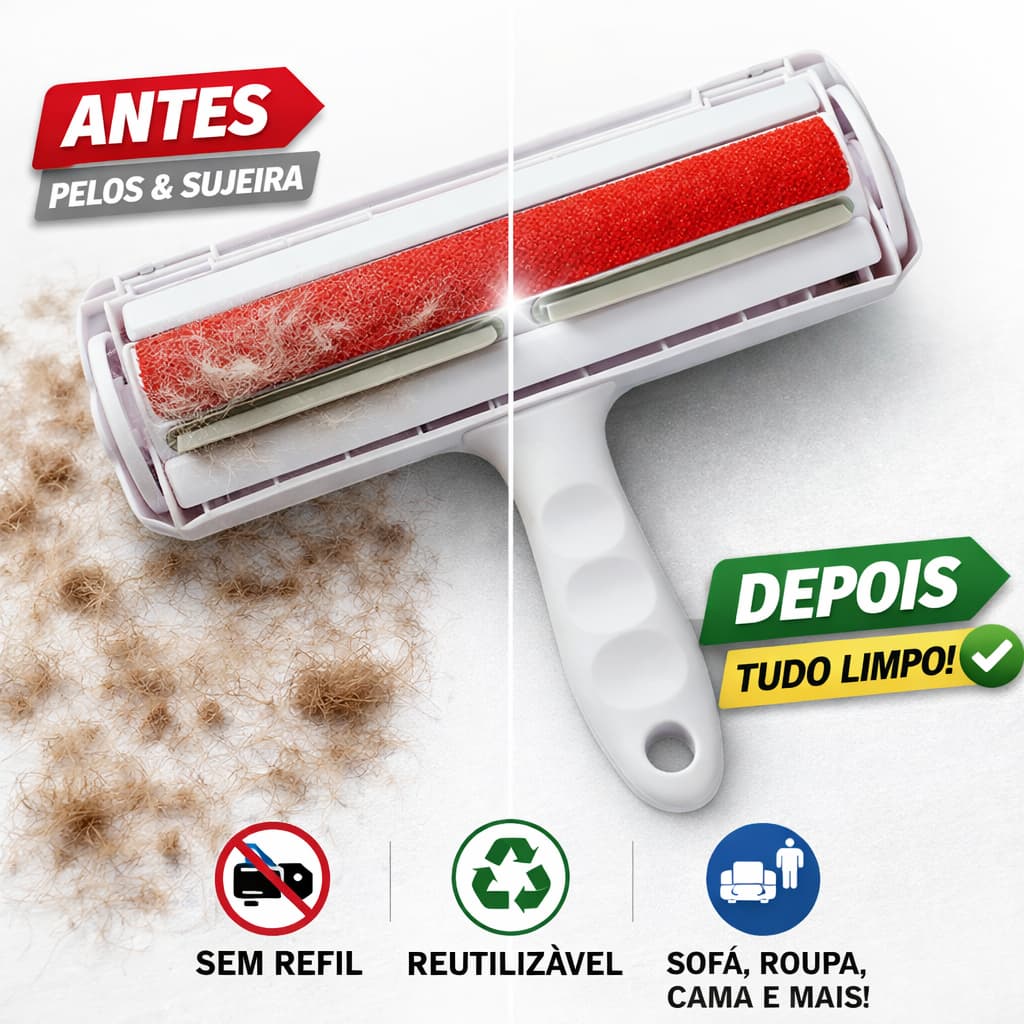 Rolo Tira Pelos Escova Removedor de Pelos Reutilizável Tira de Sofá Tapete Cama Cachorro e Gato