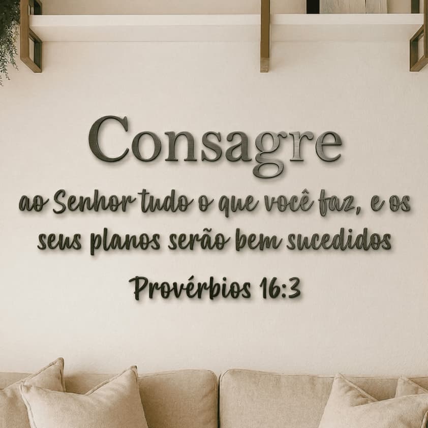 Frase Decorativa em MDF para Parede: Versículos, Salmos e Consagre - Frases Motivacionais e Gospel