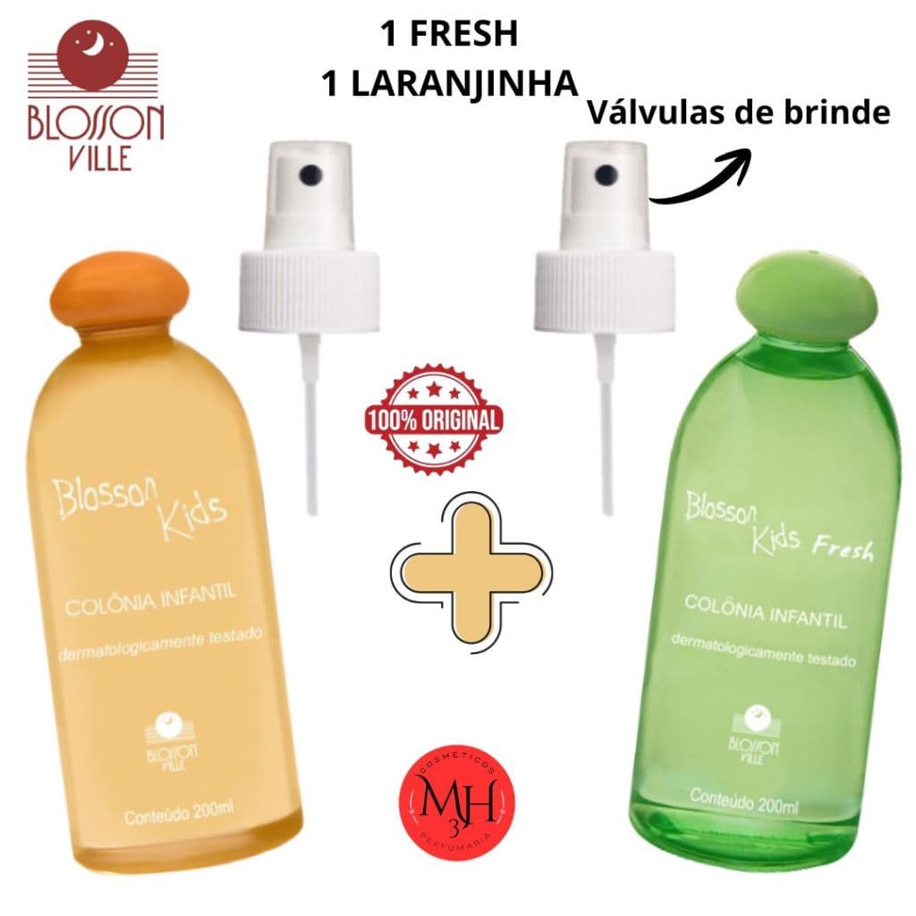 Dupla Blosson Kids Laranjinha e Kids Fresh 200ml cada com válvulas, Original Blosson Ville