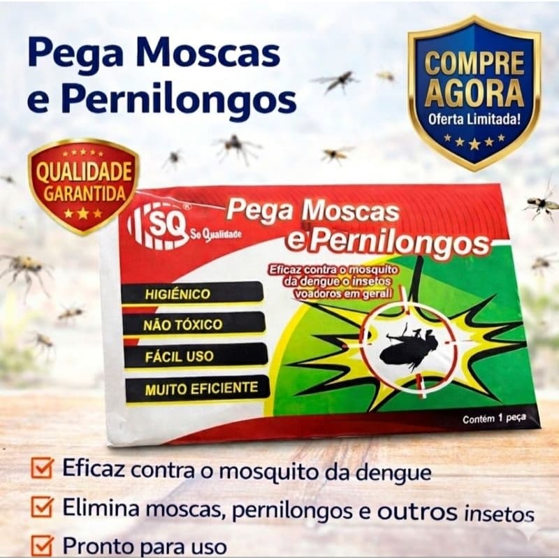Armadilha Adesiva Pega Moscas Mosquitos E Pernilongos Kit com 10 Unidades
