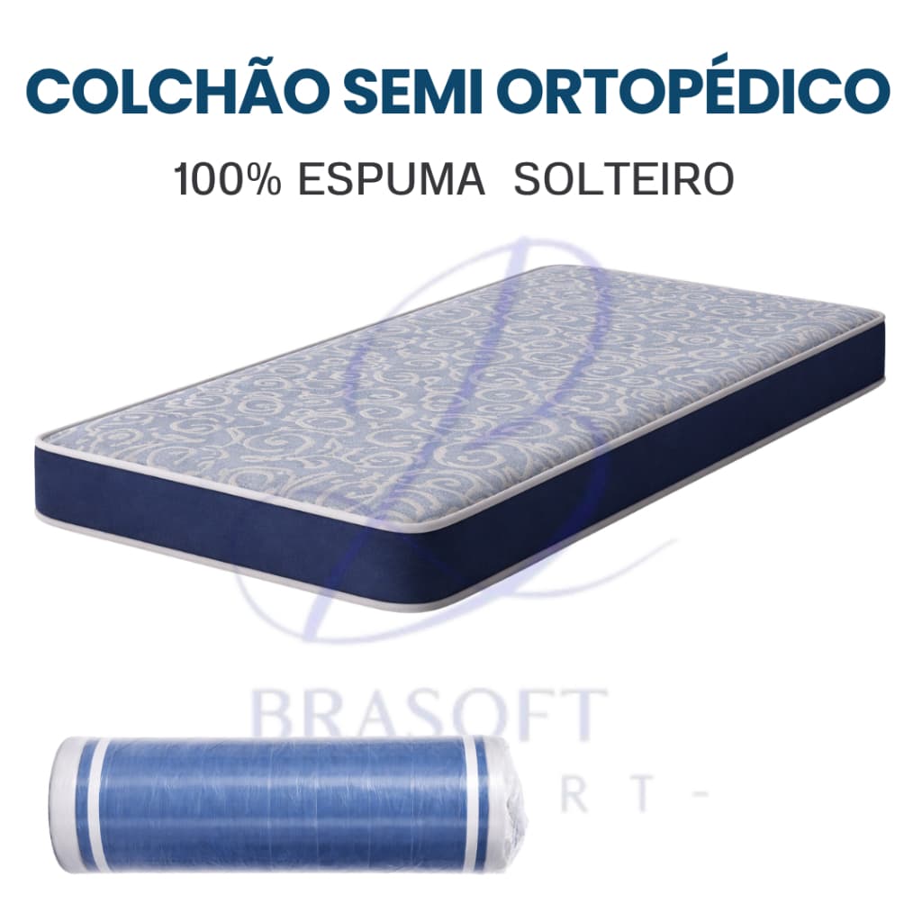 Colchão 100% Espuma Solteiro D33 Semi-Ortopédico Durável Acabamento PREMIUM
